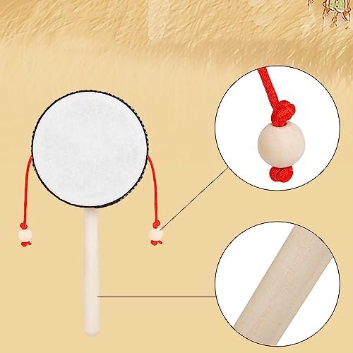Rattle Drum Hand Rattle Drum Musical Educational Traditional Percussion Instrument Toy for Girls Early Childhood Development Toy Music for Wooden Percussion Instruments - 4