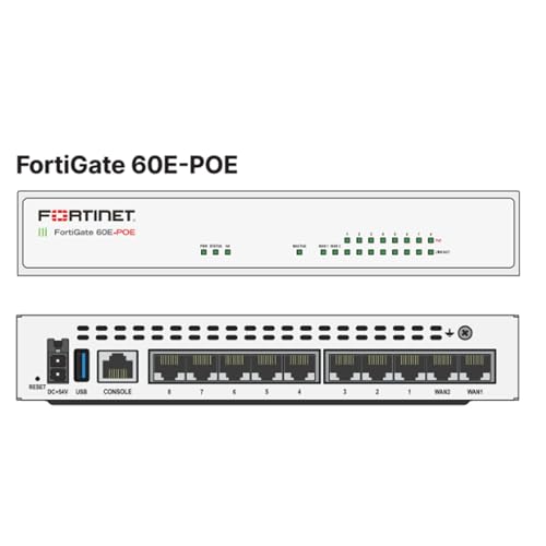 Image of Fortinet FortiGate-60E / FG-60E Next Generation (NGFW) Firewall Appliance, 10 x GE RJ45 Ports - Does NOT Include Power Adapter (Renewed)