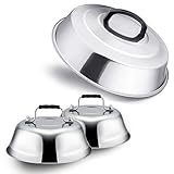 Professional Melting Dome Lid Set of 3, Leonyo 12'- 9' Metal Steam Basting Cover for Griddle Grill...