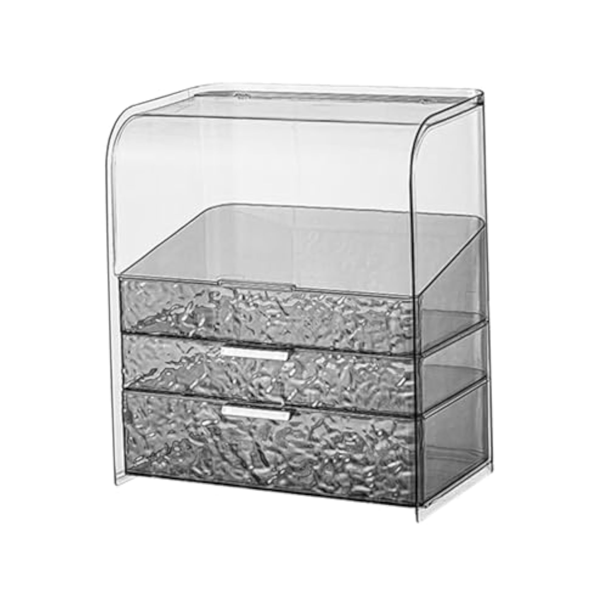 Luxury Clear Makeup Storage Box for Bathroom Vanity, Gray