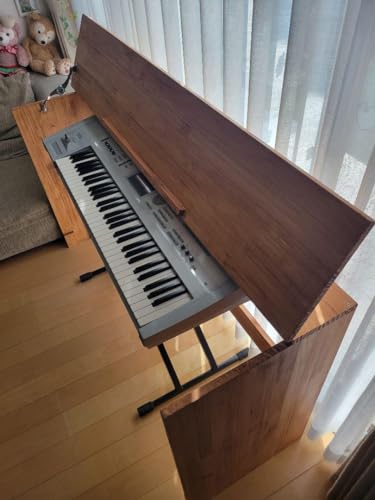 ピアノデスク　DTMデスク　ホワイト　アンティーク　木製無垢材 オーダーメイド】ピアノデスク+カウンターテーブル ホワイト塗装