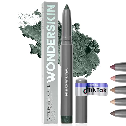 Wonderskin IYKYK Eyeshadow Stick - Longwear Eye Shadow Sticks Budge-Proof & Waterproof Shimmer Eyeshadow Stick with Built-in Sharpener (Green Smoke)