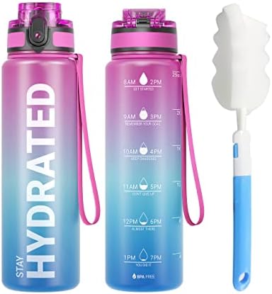 Sahara Sailor Water Bottle, 500ML Motivational Water Bottle, Sport Drinks Bottle with Times to Drink & Lock Cover, Leak Proof, BPA Free, for Gym, School, Cycling (1 Bottle)