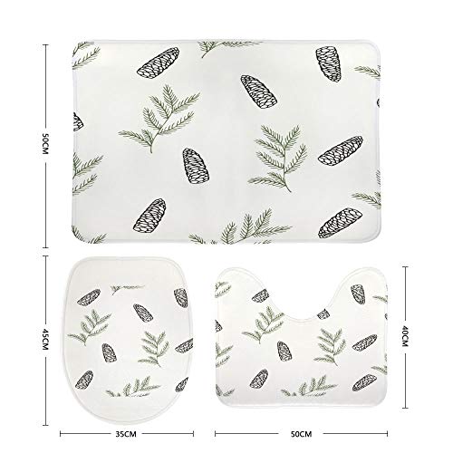 Tapis de bain antidérapant 3 pièces lavable avec contour en forme de U - 3