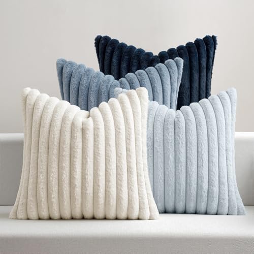 MIULEE Faux Fur Plush Decorative Throw Pillow Covers 18x18 Set of 4,...