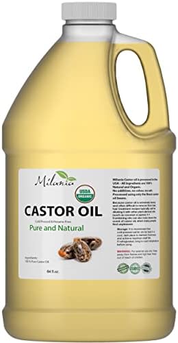 Premium Organic Castor Oil - (64 fl. oz.) 100% Pure and Hexane-Free Cold-Pressed Beauty & Skincare Serum - Eyelash & Eyebrow Hair Growth Enhancer