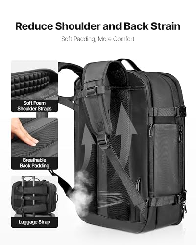 Image of VEVOR Vacuum Travel Backpack, 65L, Expandable Vacuum Seal Compression Travel Backpack with Pump, with TSA-Approved Lock, Airback Vacpack, Water-Resistant Carry-On Suitcase Luggage, for Business, Gray