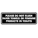 Produktbild Bitte nicht Flush Papier Handtücher oder Feminine Produkte in Toiletten Tür/Wand Schild 2-3/4" x 7" - Medium schwarz/silber