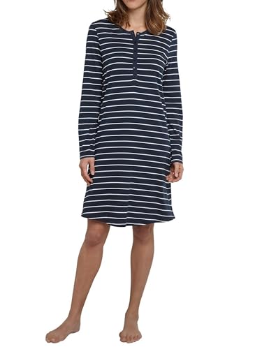Schiesser Damen 1/1, 95cm Nachthemd, Blau (Nachtblau Stripe 804), 54 EU