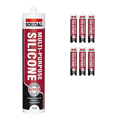 Clear Soudal Trade Silicone Multi Purpose Construction Sealant Acetoxy with Fungicide