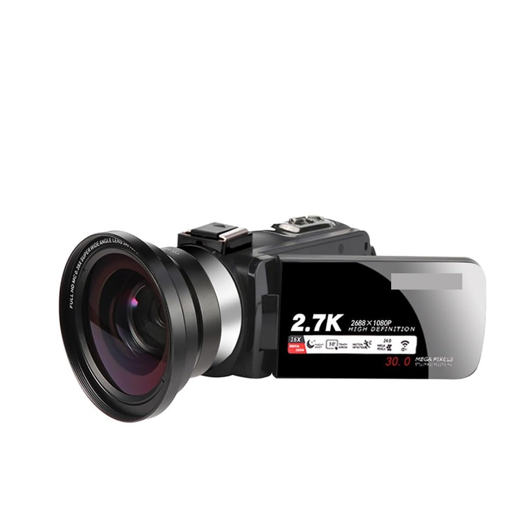 Videocamera Night Vision 2K Zoom 16X Vlogging A Infrarossi 2.7K 30MP Registratore Digitale Portatile Live Streaming Cattura Facilmente Momenti Meravigliosi(With 128G SD Card,With MIC)