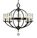 Framburg 1075 MB Compass 5-Light Chandelier with Clear Seedy Glass, Mahogany Bronze