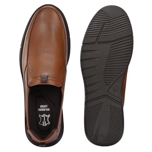 Image of Blue Leather By Centrino Genuine Leather Men's Formal Slip on Loafers |Comfort Trendy Non Lace-Up Design |Flexible Mocassins |Leather with Anti-Skid Sole |Perfect for Office Wear & Formal Dress (3997)