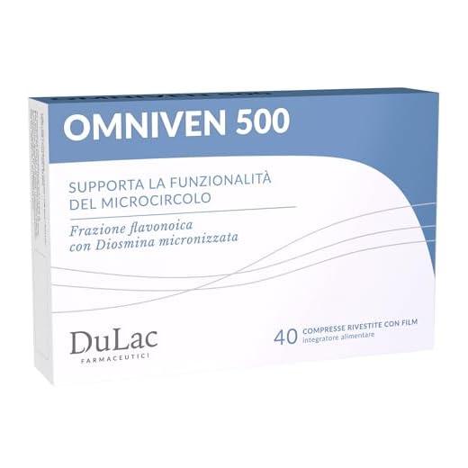 Dulàc - Diosmina Hesperidina 500mg para la Circulación de Piernas Cansadas, Contra Piernas Hinchadas, Varices, Arañas Vasculares, Lipedema, Complemento Alimenticio Omniven 500 40 Comprimidos