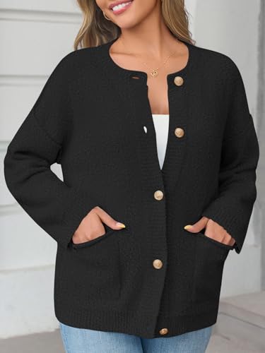 Saodimallsu Womens Chunky Knit Cardigan Sweater Fuzzy Long Sleeve Open Front Button Down Outwear with Pockets4