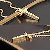 DS Christian Cross Necklace for Men Women-18K Gold Stainless Steel Crucifix Necklaces with Inspirational Bible Verse Religious Gift for Prayer Faith Jesus/God-Catholic Christian Pendant Jewelry, L #3