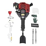 Levkitch 3 in 1 Benzin-Baumgräber mit Schaufel Spitzes Pickel Flache Spitzhacke, 1900W 52CC 2 Takt Benzin Garten Baum Bagger,Multifunktionale Presslufthammer Stemmhammer Abbruchhammer Spaten