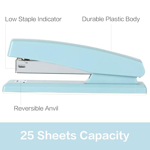 deli stapler, desktop stapler, 2 pack, office stapler, 25 sheet capacity, includes 2000 staples and 2 staple removers, 2 pack, blue deli stapler, desktop stapler, 2 pack, office stapler, 25 sheet capacity, includes 2000 staples and 2 staple removers, 2 pack, blue