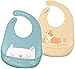 Bébé Bavoir Silicone Souple, Lot de 2 bavoirs imperméables en silicone facile à nettoyer - Ultra doux en silicone - Avec large poche attrape-miettes (2)