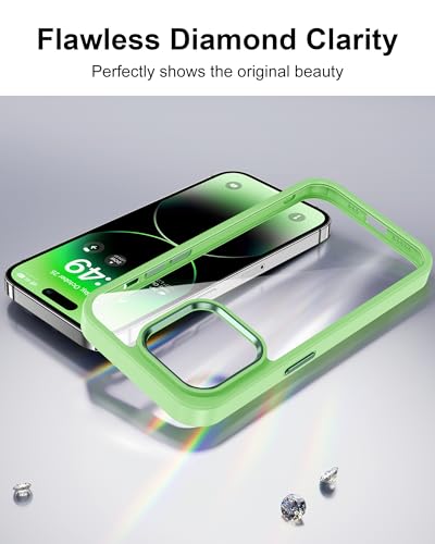 Image of HOOMIL Case for iPhone 14 Pro 6.1-Inch, Non-Yellowing, Drop Protection, Anti-Scratch Transparent Hard Back Phone Cover - Light Green