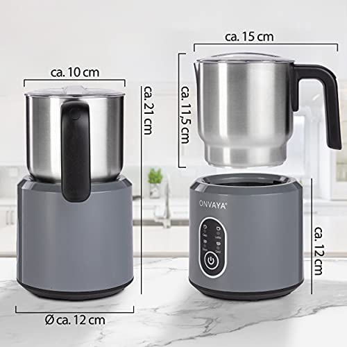 ONVAYA® Elektrischer Milchaufschäumer | metallic-grau | automatischer Milchaufschäumer | aus hochwertigem Edelstahl… – Bild 3