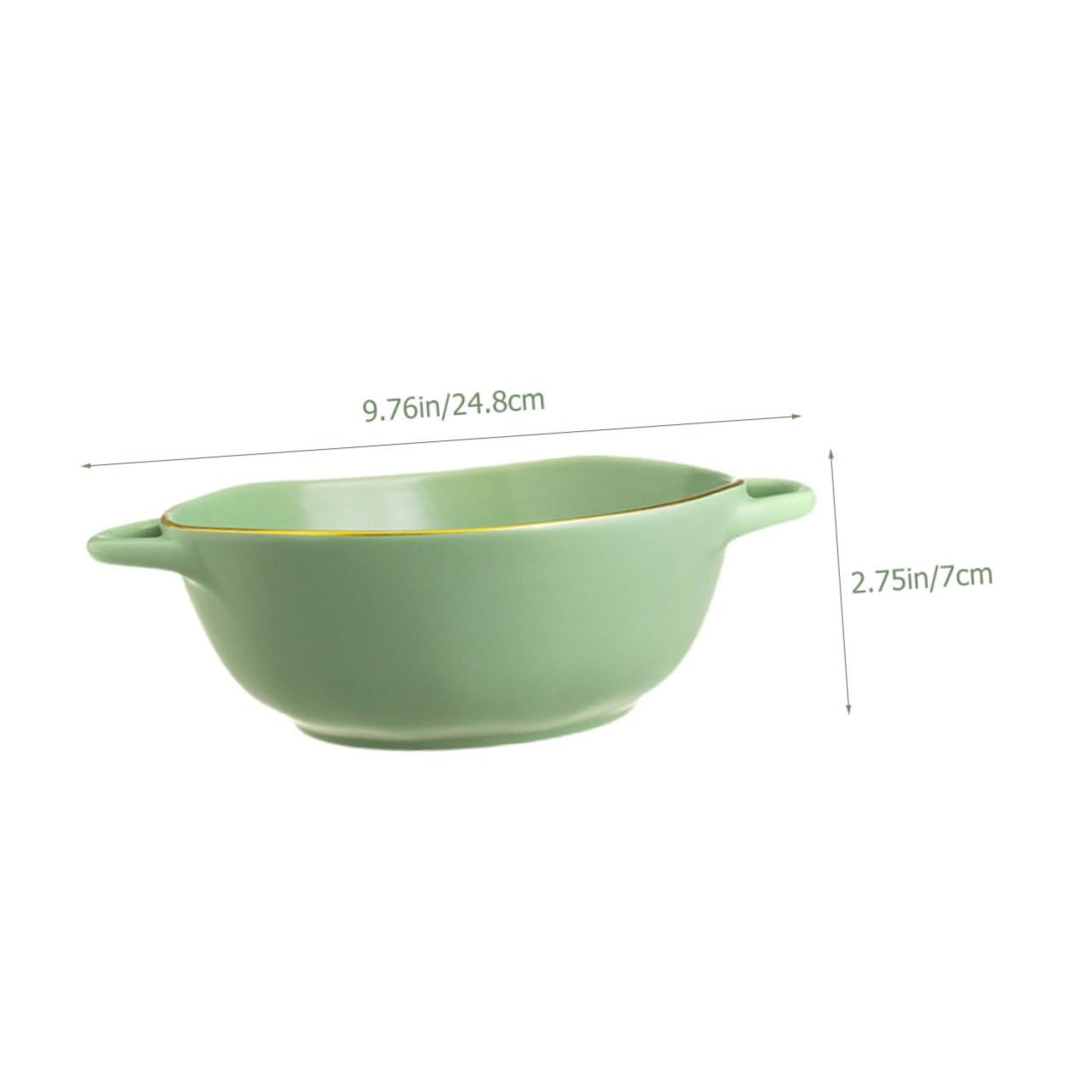 VANZACK Bol de para Sopa y Ensalada con Doble Asa Resistente al Calor Apto para Horno Decoración de Cocina Verde Matcha Fácil de Limpiar Deformaciones