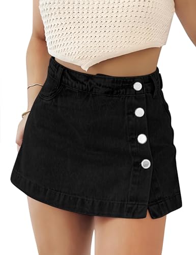 Fengbay Denim Skorts for Women Stretch High Waisted Ladies Denim Mini Skirt Trendy Casual Jean Skirts with Pockets UK