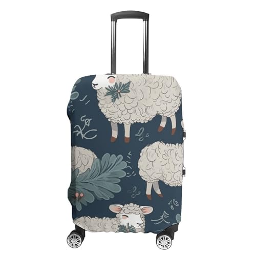 Sheep And Holly Tree Luggage Cover, Washable Elastic Suitcase Cover Protector Fit 18-32 Inch Luggage