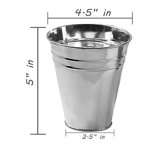 image for Kicko Large Galvanized Metal Buckets Bulk - 12 Pack - with Handle 5 X 