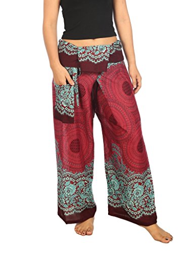 Lannaclothesdesign Damen Thai Fisherman Pants Yoga Hose Weite Beine Hosen - Violett - S/M Cover