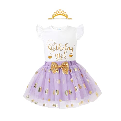 Image of LYSMuch Girls Birthday Outfit Birthday Girls Shirt Princess Tutu Tulle Skirt