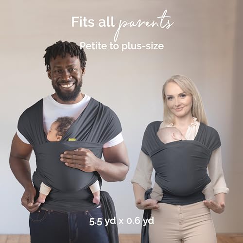 Image of Boba Baby Wrap Carrier - Original Baby Sling Carrier for Newborns (7-35 lbs), Soft, Secure, Hands-Free & Ergonomic, Ideal for Comfortable Bonding, New Parents (Serenity Charcoal)