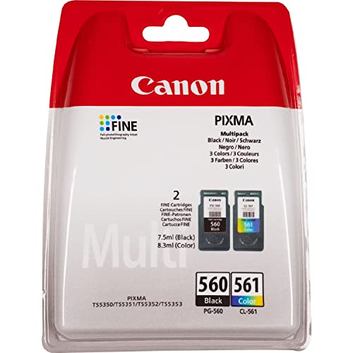 Canon PG-560 CL-561 BLISTER Pacchetto di 2 Cartucce d'inchiostro (Nero colore) Certificato Canon (Imballaggi in plastica obsoleti 2018)