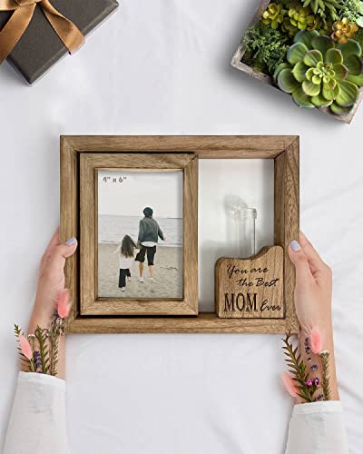 Ylu Yni 4X6 Rotating Picture Frame,Mothers Day Gifts For Mom, Rustic Wooden Double Sided Photo Frames, Creative Vase For Plants And Flowers, Mom Gifts For Birthday #TOP5