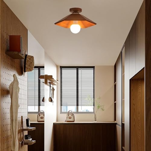 Lámpara de techo retro E27 en madera maciza semiempotrada para salón y dormitorio 3