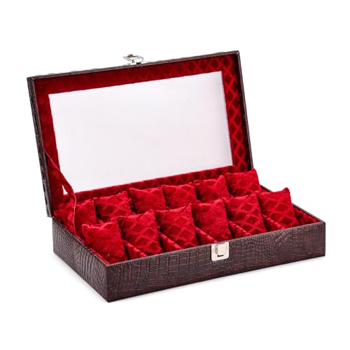 Image of NAAZS Luxury 12 Slot Watch Organizer Box for Men-Leather Storage Case with Transparent Lid & Soft Velvet Lining-Wrist Watch Display Box, Jewelry Holder, Travel Case-Perfect Gift for Collectors