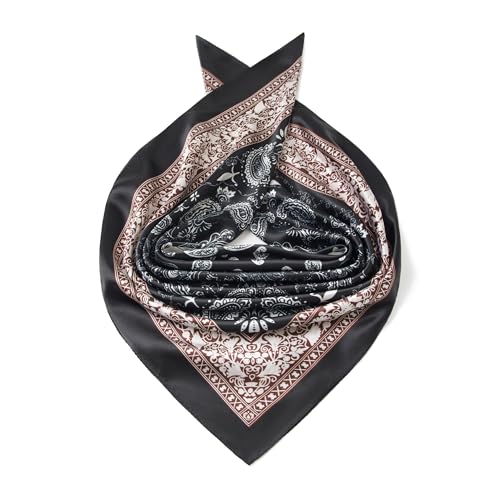 Image of 35 inch Men's Silk Cowboy Scarf - Oversized Western Bandana Neckwear, Large Square Scarf with Gift Packaging