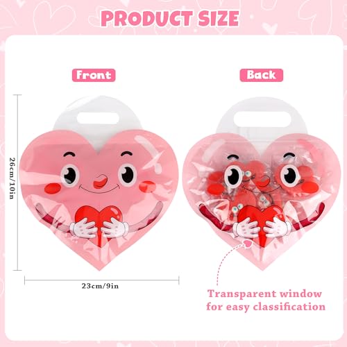 POPGIFTU 60 Pack Valentine’s Day Treat Bags with Zipper Closure & Handles, Durable Plastic Candy Goodie Bags in 6 Cute Love Designs for Kids Classroom Gifts & Valentine’s Party Favors by POPGIFTU - Image 2