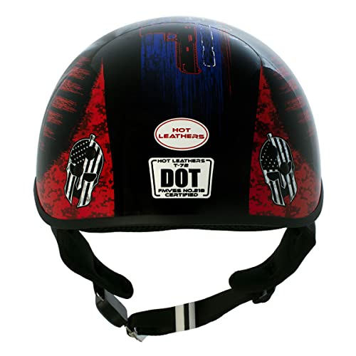 Hot Leathers Hld1044 Gloss Black 'Colored Warrior Bullet' Advanced Dot Skull Half Helmet For Men And Women Biker - Medium #TOP6