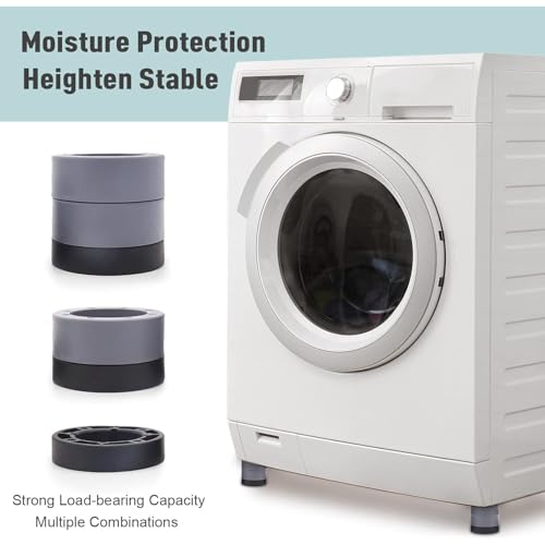 Image of Washing Machine Vibration Pads Stand, Height Adjustment Washing Machine Stand with Anti-Slip Rubber Pad (4 Pcs Set)