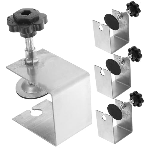 DECHOUS 4個 前部取り付け用ステンレス製型クランプ 硬化ネジ棒で滑らかな転と強固な固定 厚手クランプ面で変形防止 木工キャビネット設置