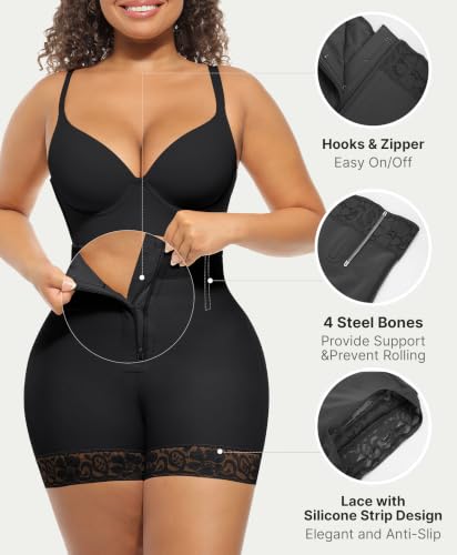 Image of FeelinGirl Tummy Control Shapewear Butt Lifting Faja Shorts Body Shaper | High Compression, Butt Enhance, Underwear, Plus Size, Hook Zipper Clouser