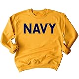 Military Gear Navy Training PT Crewneck Sweatshirt, L, Gold