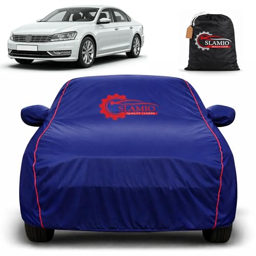 Image of Car Cover for Volkswagen Passat | 100% Waterproof Heavy-Duty 3-Layer Car Body Cover | All-Weather Rain, UV, Sun & Dust Protection | Custom Fit | Mirror & Antenna Pockets | Navy Blue