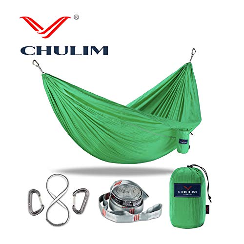 CHULIM Double Camping Hammock with 10ft Hammock Straps and 12kn Aluminum Wiregate Carabiner.Lightweight