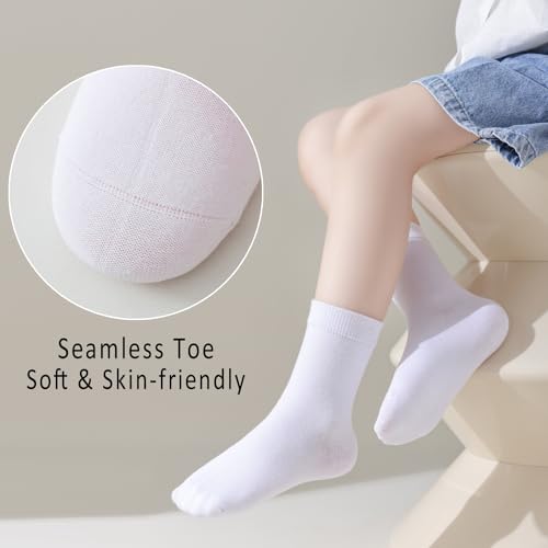 Image of EPEIUS Kids Crew Socks Seamless Cotton Dress Socks for Boys Girls 1-15Y