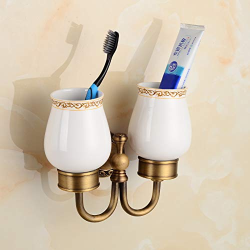 FGXHHS Kitchen Taps Copper Bath Towel Rack European Antique Carved Bathroom Pendant Set Toilet Brush, Double Cup