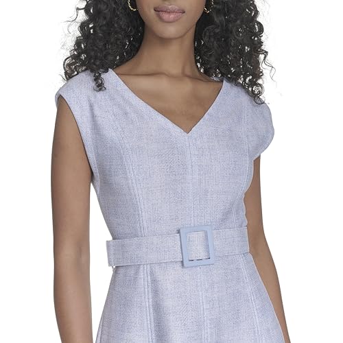 Image of Calvin Klein Women's Sleeveless V-Neck Belted A-Line Midi Dress