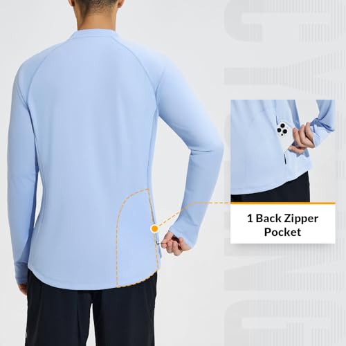 baleaf Men's Sun Shirts UPF 50+ Rash Guard Long Sleeve 1/4 Zip SPF UV Protection Lightweight Quick Dry3
