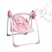 VASTFAFA Columpio eléctrica para bebé compacto plegable, 6 velocidades de oscilación, Reposacabezas desmontable, 16 canciones suaves y lindos juguetes para acompañar al bebé (rosa)